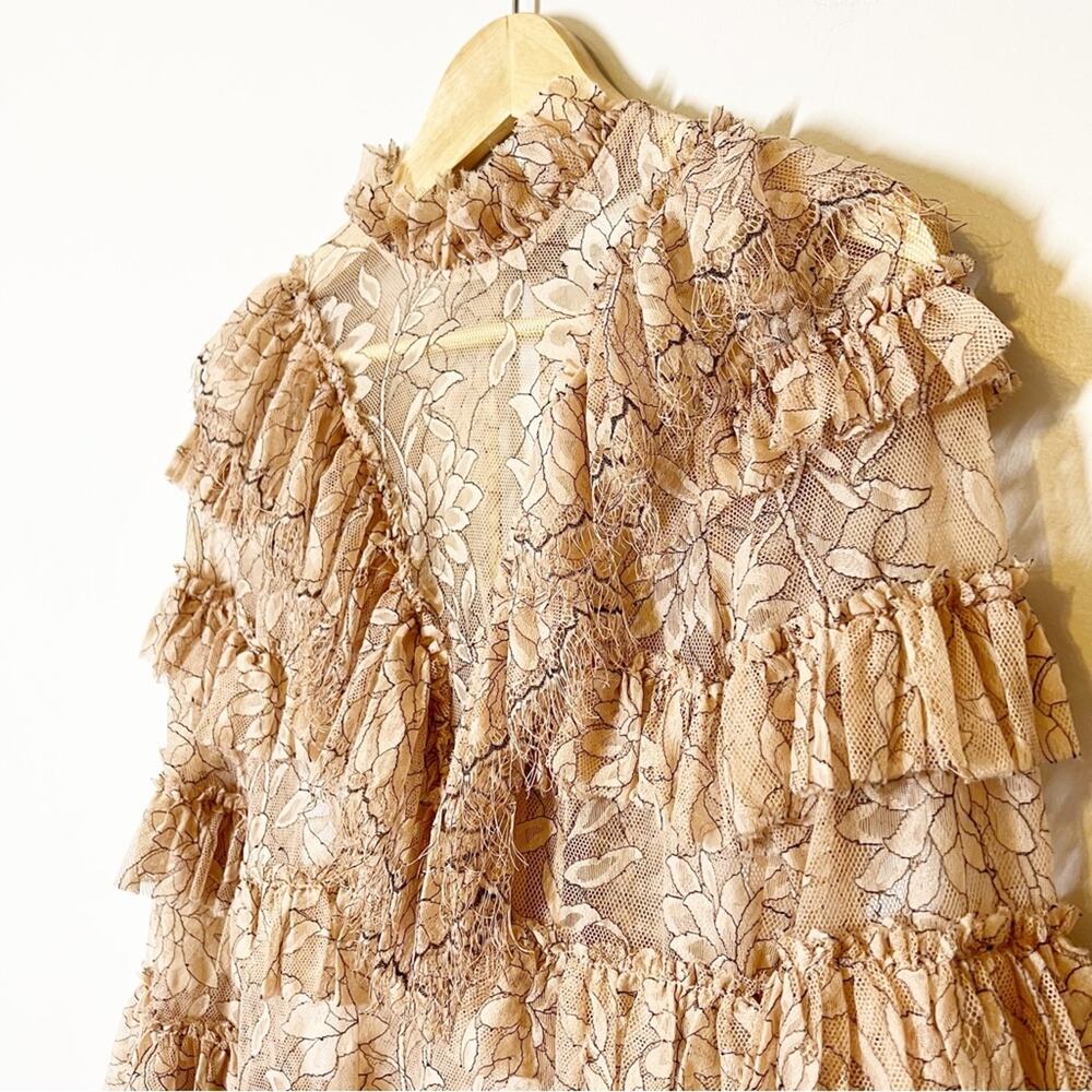 Alice McCall Calypso Mini Dress Lace Ruffle Mock Neck US 2 - Picture 5 of 14